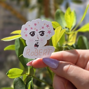 Unique Silly Face Art: "Robert" Character Sticker, Durable Decal