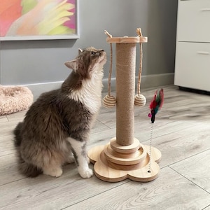 Rascador para gatos, torre para gatos, muebles para mascotas, poste rascador de sisal para gatos, juguete rascador, escalada para gatos, regalos de madera para mascotas, amantes de los gatos