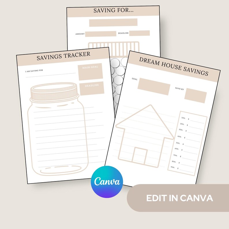 Savings Tracker Printable | Canva Editable | Digital Budget Planner - Etsy