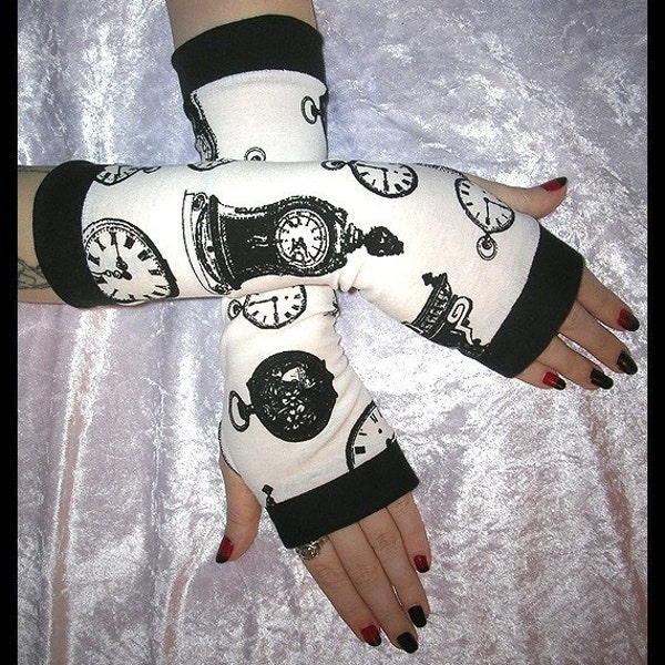 Late For An Important Date Clockwork Lolita Arm Warmers for Steampunk, Lolita, Gothic, Sweet, Unique Styles