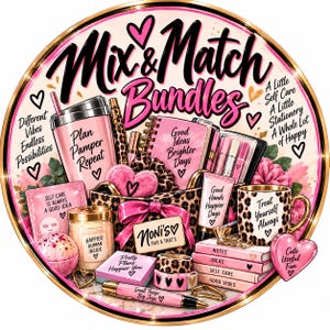 Mix & Match capsule Mystery Bundles. A mix of self care and stationery items.