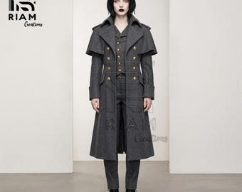 Levita militar victoriana / Chaqueta gótica de lana de doble botonadura para oficial