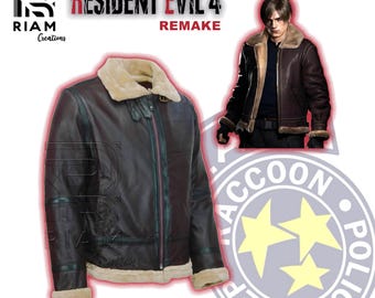 Chaqueta de cuero Leon S Kennedy de Resident Evil 4 Remake, chaqueta unisex de borrego marrón