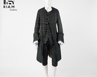 Traje de caballero del siglo XVIII / Levita colonial / Traje de cosplay georgiano victoriano / Disfraz para recreación histórica