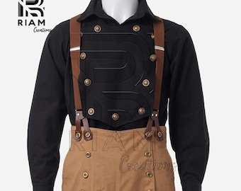 Camisa victoriana con peto para hombre / Camisa gótica pirata / Camisa militar steampunk con botones / Top de cosplay de vampiro / Camisa de disfraz histórico