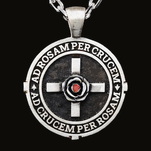 Rosicrucian Necklace, AMORC pendant, Rosae Crucis jewelry, Rosy cross, Rosenkreuz, Masonic gift