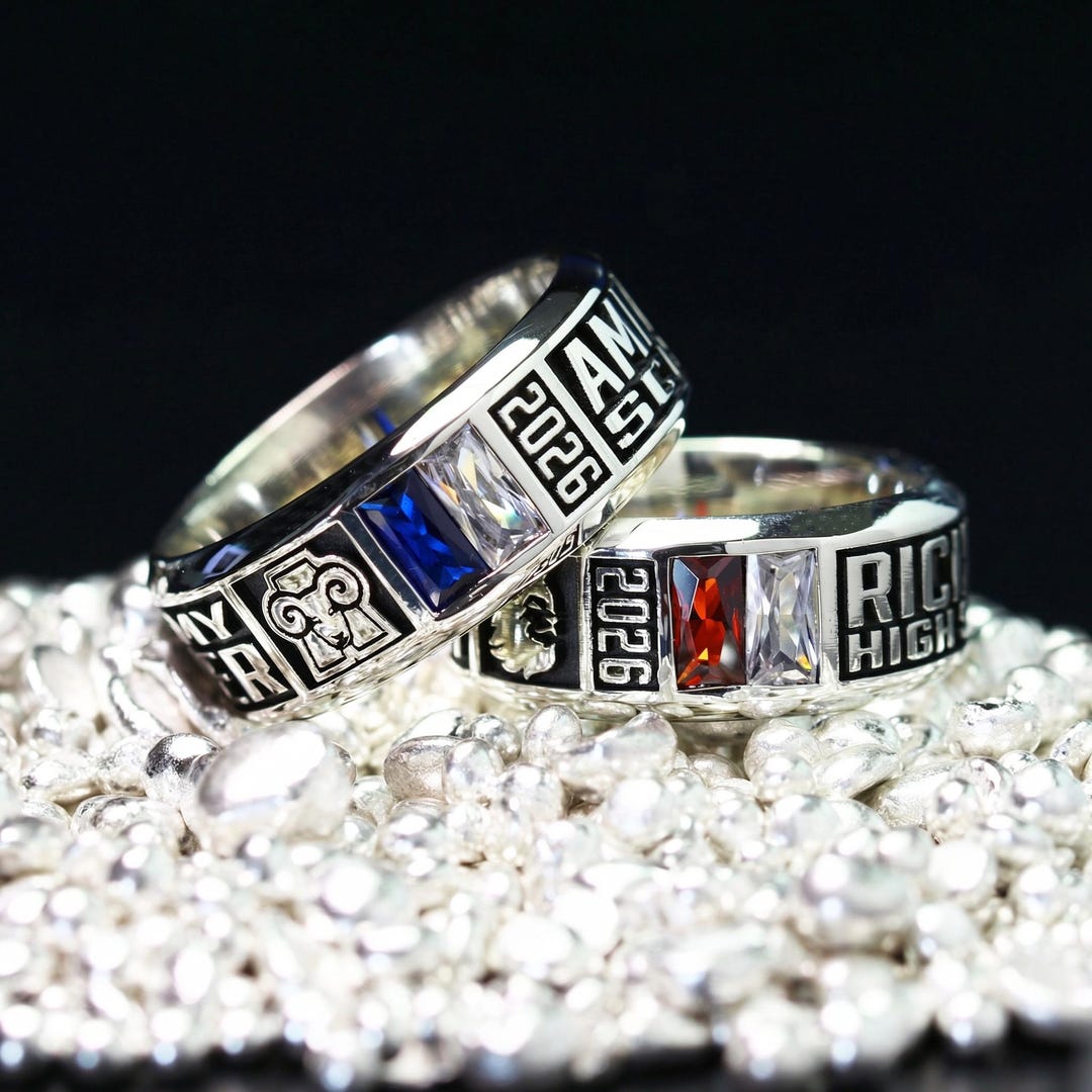 Sterling Silver Custom Handmade Graduation Rings , High School ...