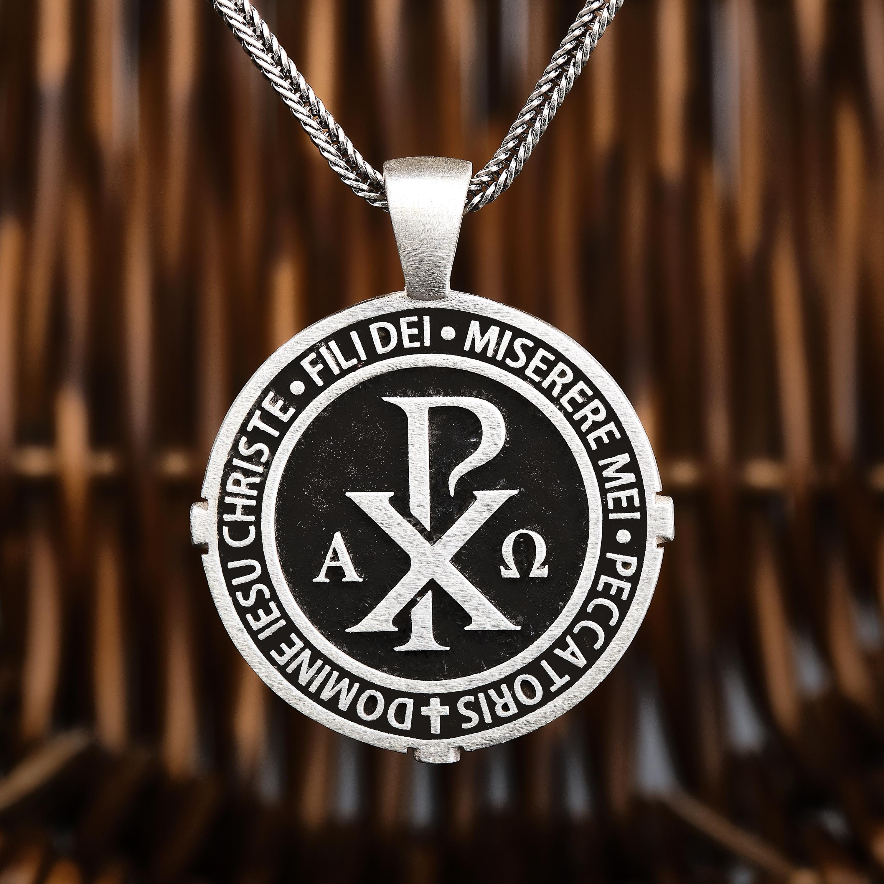 Chi Rho Necklace, Xp Pendant, Religious Jesus Jewelry, Silver