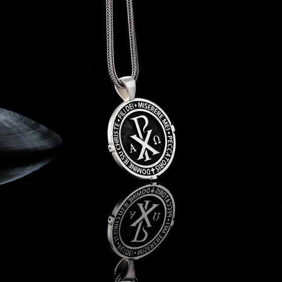 Chi Rho Necklace, Xp Pendant, Religious Jesus Jewelry, Silver