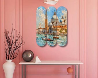 Venice Triptych Wall Art: Skateboard Canvas Print, Italian Cityscape
