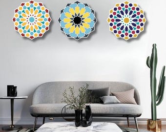 Moroccan Zellige Wall Decor: Islamic Geometric Art in Wood or Plexiglass
