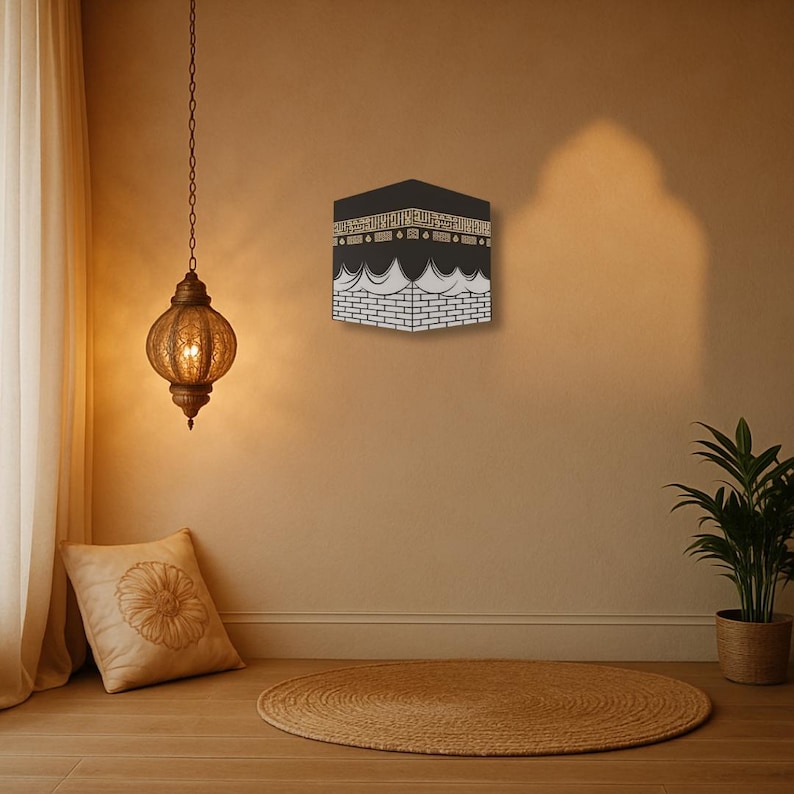 Kaaba Wall Art Islamic Home Decor 3D Kaaba Sculpture Modern Islamic Calligraphy Muslim Gift - Ramadan Eid Decoration image 5