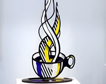 Coffee Cup Art Modern Abstract Coffee Decor for Kitchen or Cafe 3D Colorful Coffee Sign for Barista Station or Coffee Lover Gift