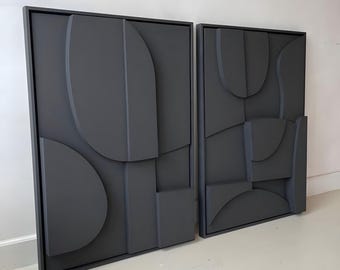 3D Wood Wall Art Set: Modern Minimalist Abstract Panels (2-Piece)
