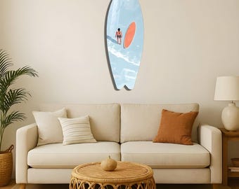Surfboard Wall Art: Coastal Wood Beach House Decor