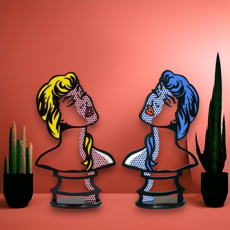 Pop Art Woman Modern Decorative Bust Colorful plexiglass Art Home & Office Decor Unique Gift for Art Lovers image 3