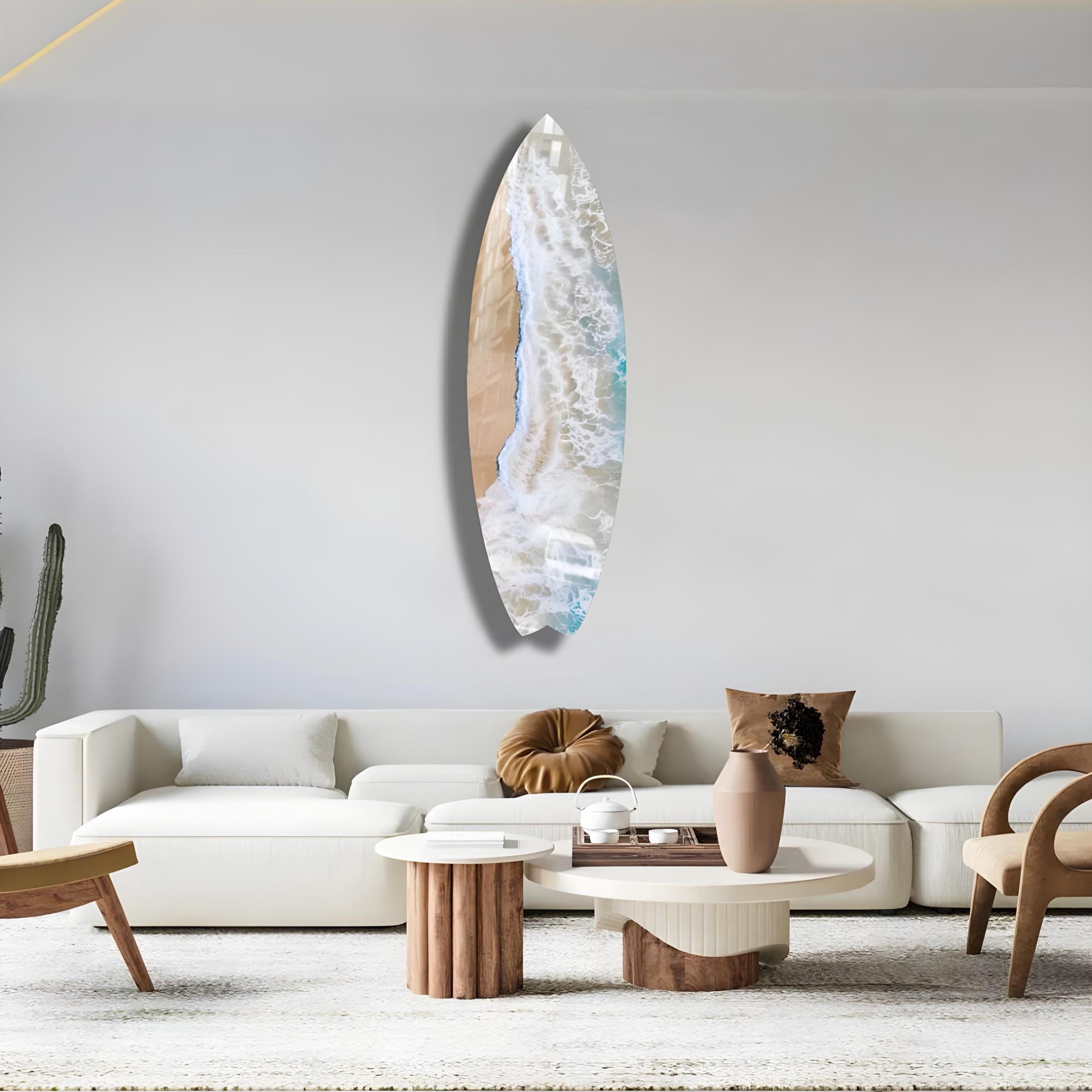 DECLINA Tavola Da Surf Decorativa | Stampa Su Alluminio | California Beach Style | 100x30 Cm | Kit Fissaggio Incluso - Foto 2