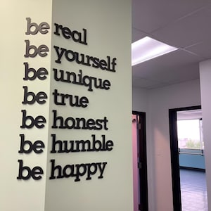 Citações motivacionais 3D Decoração de citação de parede Letras de parede motivacionais para escritório e casa Inspirador Seja você mesmo Sinal Arte de parede positiva