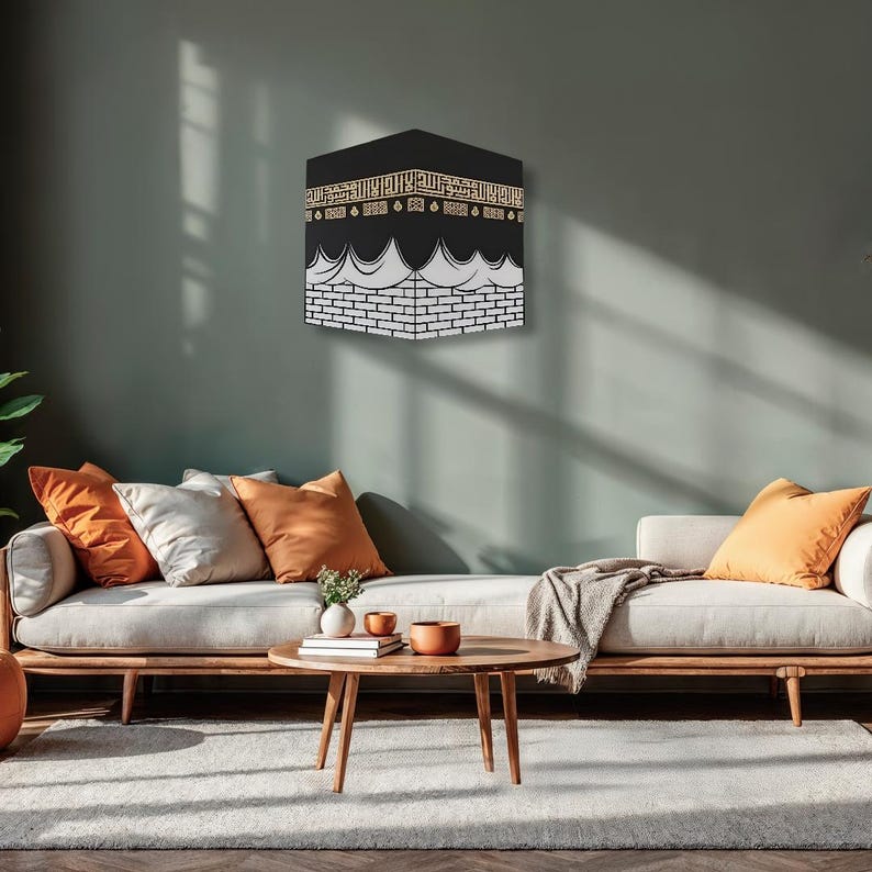 Kaaba Wall Art Islamic Home Decor 3D Kaaba Sculpture Modern Islamic Calligraphy Muslim Gift - Ramadan Eid Decoration image 3