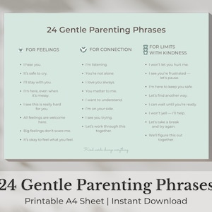 24 Positive Sätze für ruhige Kommunikation mit Kindern - sanfte Elternschaft druckbare, A4 Minimale Wandkunst, Montessori inspiriert