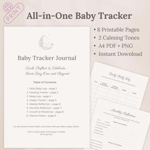 Journal imprimable de suivi de bébé, journal de bord quotidien de bébé, programme de nouveau-né, réflexions hebdomadaires et mensuelles pour la nouvelle maman, ensemble de routine douce PDF