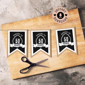 Proost op 50 jaar banner elk jaar Gepersonaliseerde taarttopper met decoratie voor 50e verjaardag en jubileum