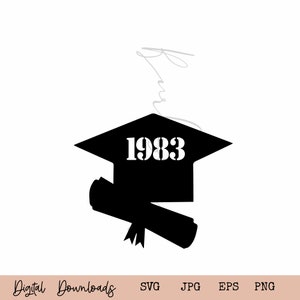 Class Reunion 1983 Graduation Cap Decor SVG I 1983 I Reunion SVG I High School Reunion SVG I Class Of 1983 Digital Download I Cut File