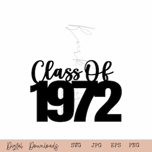 1972 Decoración SVG I Class Reunion 1972 I Reunion SVG I High School Reunion SVG I Clase de 1972 Descarga digital I Cut File