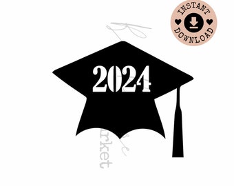 Class of 2024 Centerpiece Download I Graduation Cap Hang Tag I 2024 SVG I 2024 Decor I High School Grad Digital Download I Cut File