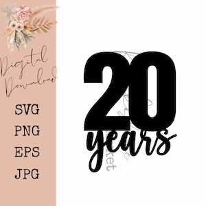20 anos Decoração SVG I Reunião de Turma 2003 I 20 Aniversário de Casamento SVG I 20º Topper de Bolo I Turma de 2003 Download Digital I Corte Arquivo