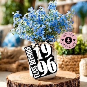 Class Reunion Decoration Download | DIY Class of 1996 | 30th Class Reunion Decor | Reunion Party Favor | Mason Jar Tag | High School Reunion