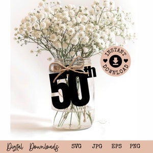 Nummer 50 I 50e verjaardag Party Decor SVG I 50e viering Download I 50 Cut File I Party Centerpiece Decoraties