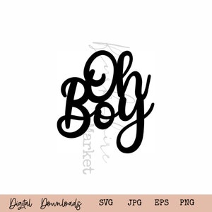 Oh Boy Decor Baby Shower Mason Jar Tag Download / Boy Baby Shower SVG Tag / Boy Baby Shower Centerpiece Decorations