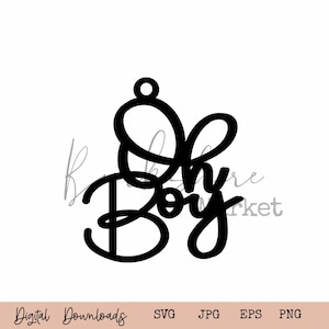 Oh Boy ducha decoración / Baby Shower Mason Jar SVG Tag / Oh Boy Cake Topper Decor / Oh Boy Tags / Revelación de género / Descargar