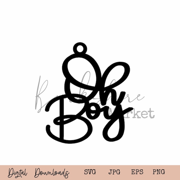 Oh Boy Shower Decoration / Baby Shower Mason Jar SVG Tag / Oh Boy Cake Topper Decor / Oh Boy Tags / Gender Reveal / Download