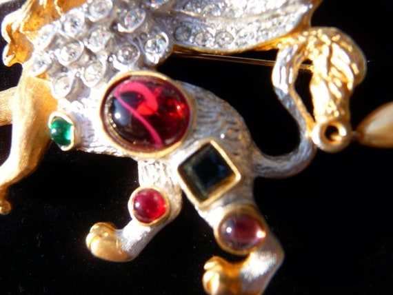 Kenneth Jay Lane griffin brooch pin, jewel encrus… - image 4