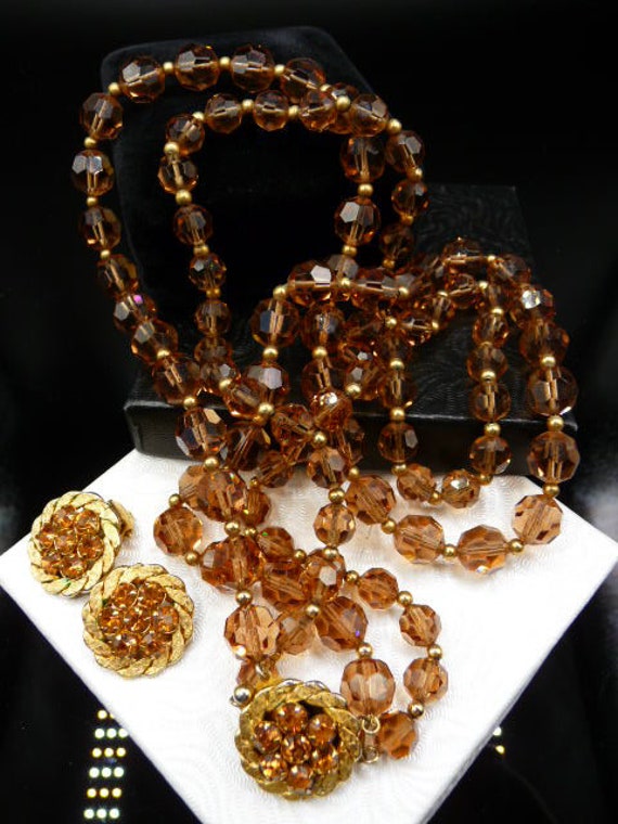 1960s Napier 2 strand necklace clip earrings set,… - image 3