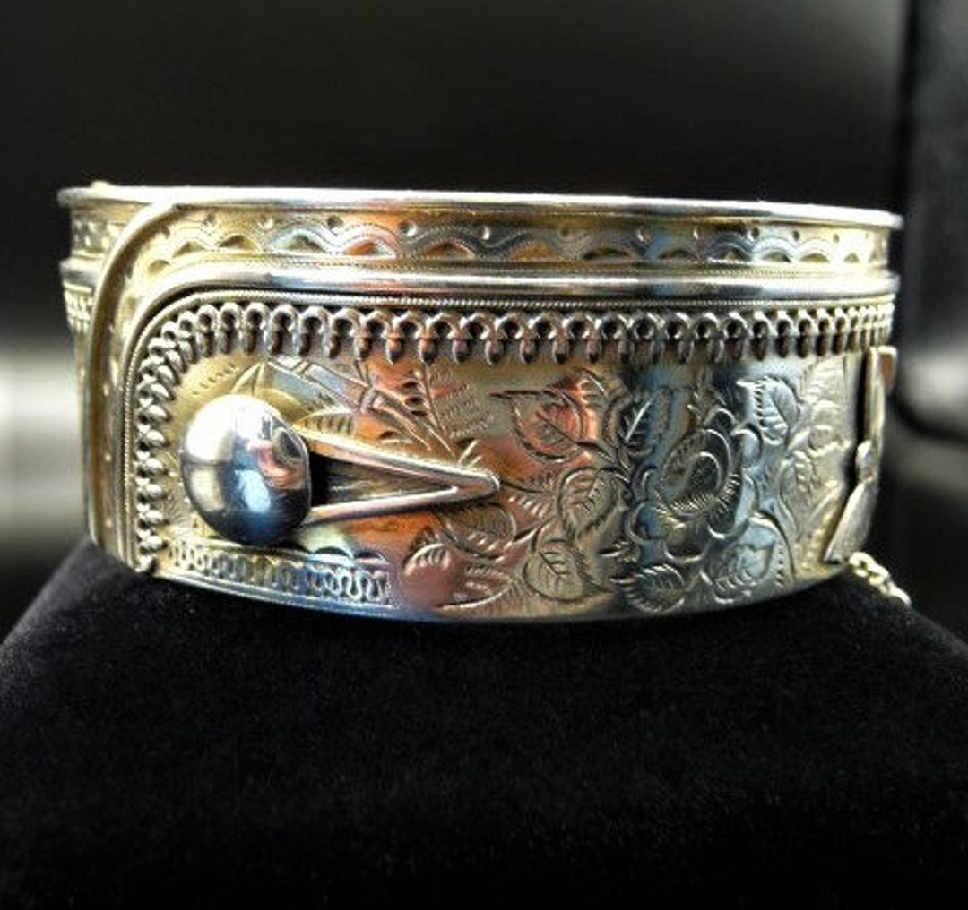 Victorian English Sterling Silver Buttoned Cuff Hinged - Etsy
