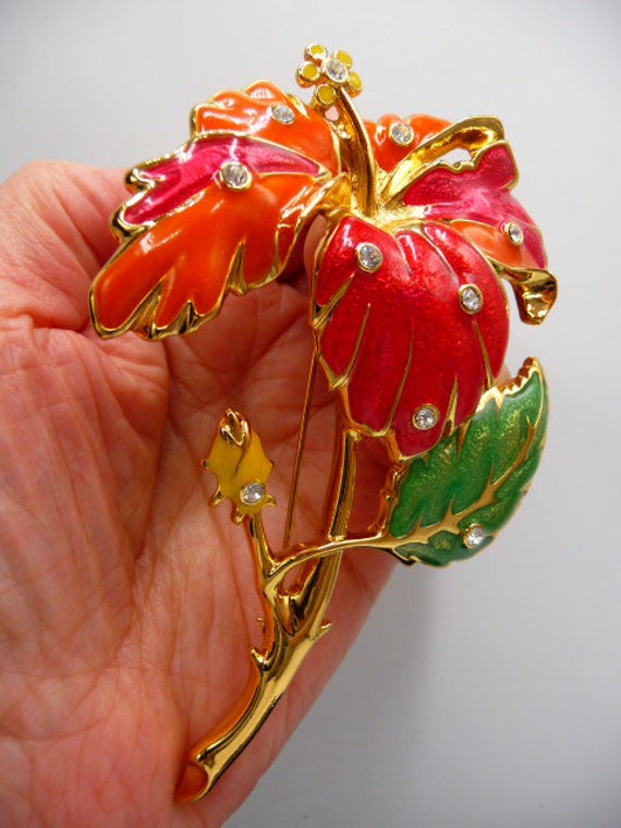 Jose Maria Barrera for Avon hibiscus brooch pin, … - image 9