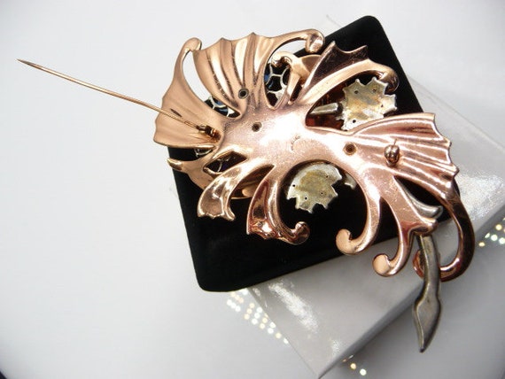 Bohlinger vermeil sterling brooch pin, Art Nouvea… - image 7