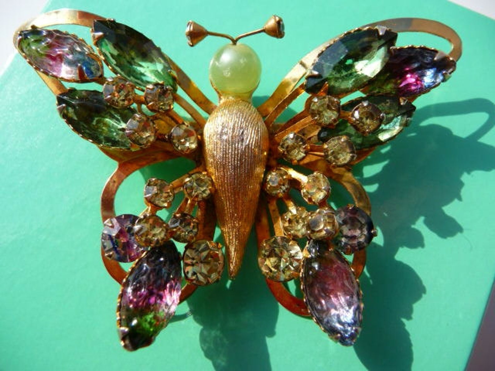 Signed Selini butterfly brooch pin vintage trembler bug Etsy