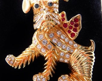 Kenneth Jay Lane miniature Schnauzer dog brooch small scatter pin, small, book piece, vintage KJL