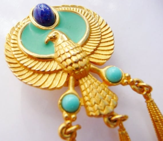 Elizabeth Taylor Egyptian Revival falcon clip on … - image 4