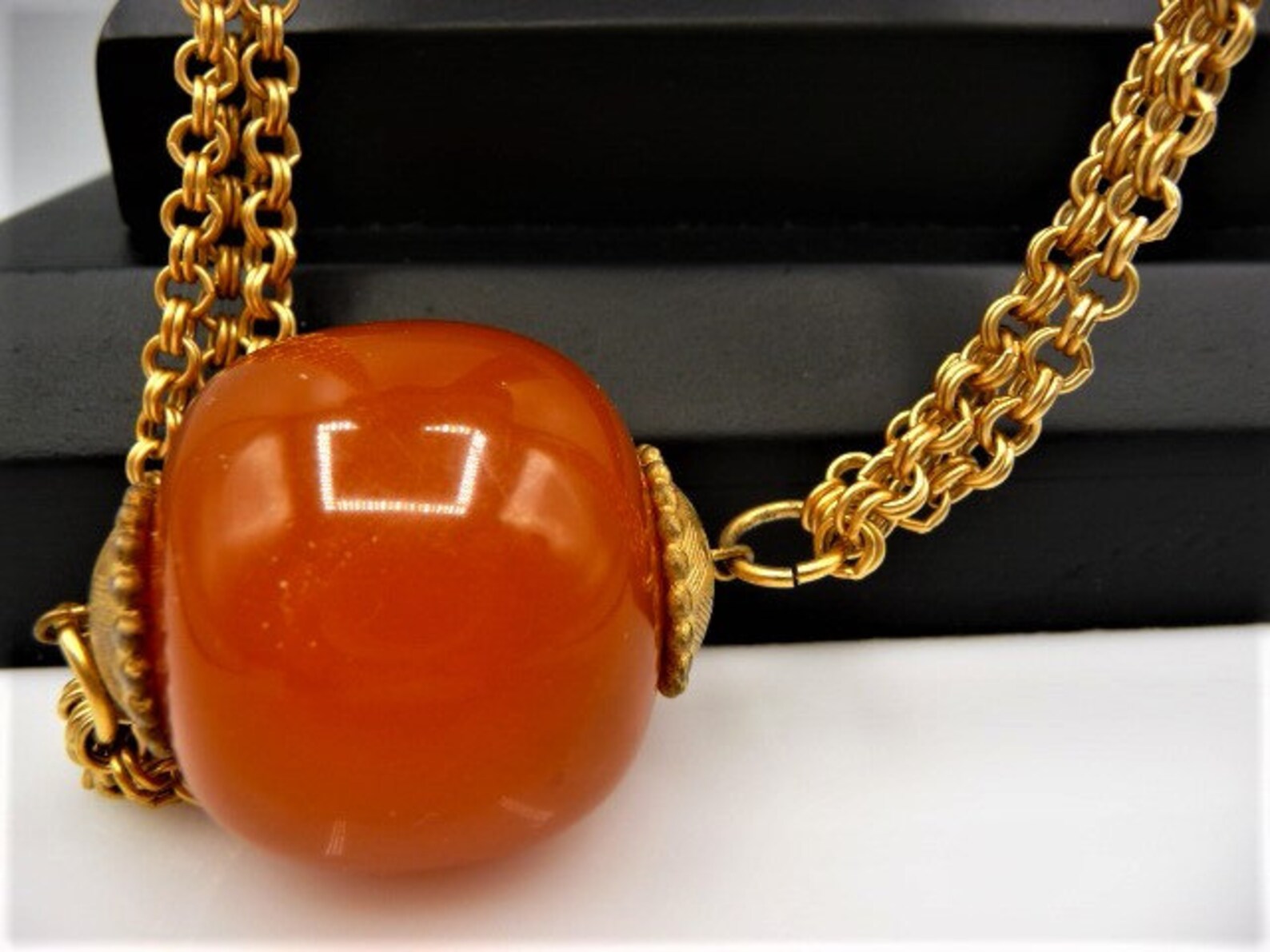 Liz Claiborne Large Butterscotch Molasses Resin Beads Triple Etsy