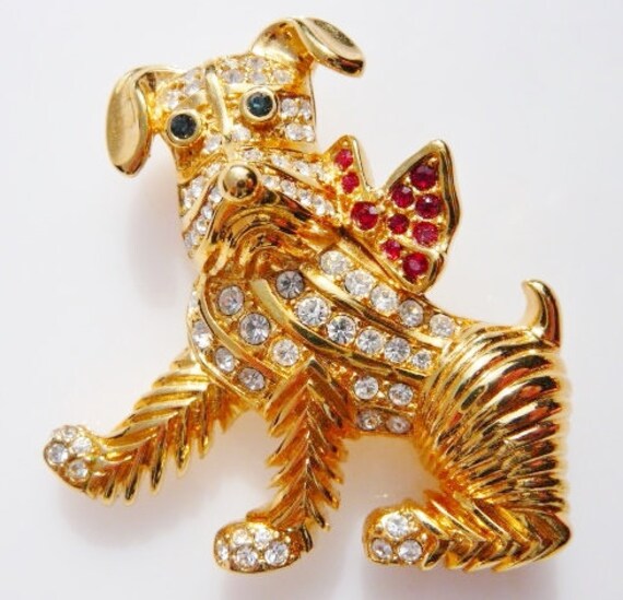 Kenneth Jay Lane miniature Schnauzer dog brooch s… - image 3