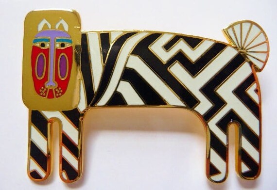 Laurel Burch ZZZebra pin brooch, lion zebra fanta… - image 2