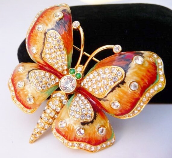Kenneth Jay Lane enameled moth Princess butterfly… - image 2