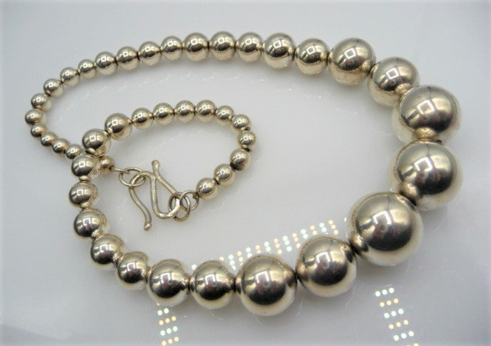 Solid 925 Sterling Silver, Moon Cut Ball Bead Chain Necklace, Made In Italy, Chains For Men, Women's Necklace For Charms, Gift For Him/her - UK - Foto 8