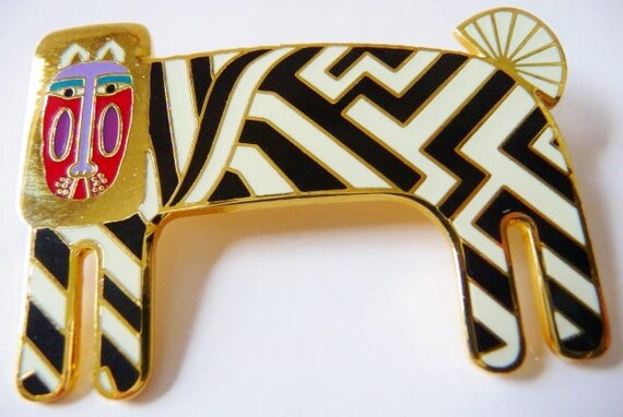 Laurel Burch ZZZebra pin brooch, lion zebra fanta… - image 3