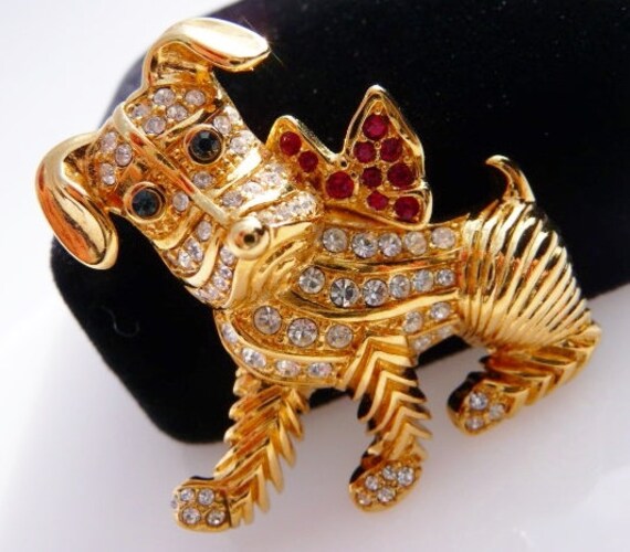 Kenneth Jay Lane miniature Schnauzer dog brooch s… - image 6